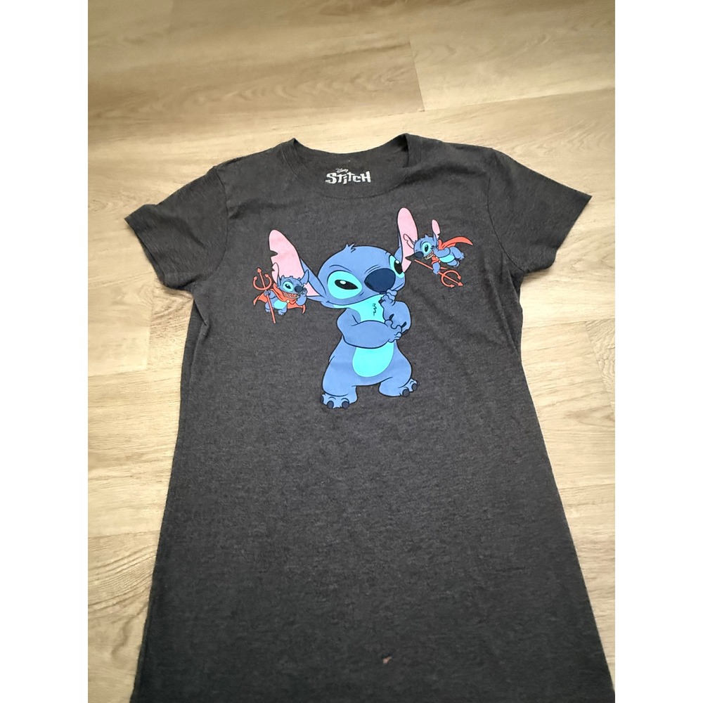 Disney Lilo & Stitch Devil Graphic Tee Charcoal Gray Heather M